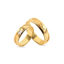 Snubní prstýnky ve žlutém zlatě s diamanty, 5mm STOBR278Y