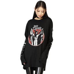 tričko unisex s dlouhým rukávem KILLSTAR X TWIN TEMPLE - Baphomette - Black - KSRA009975