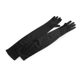 Dlouhé společenské rukavice saténové, barva 2 černá