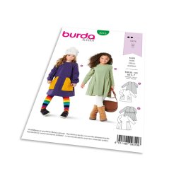 Střih Burda 9310 - Dětské áčkové šaty, mikinové šaty