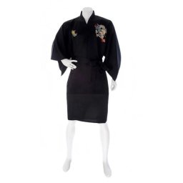 Japonské pánské kimono Black Dragon vyšívané krátké