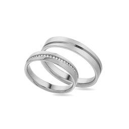 Snubní prsteny z bílého zlata s rytinou a diamanty 4mm IZOBBR001-4A
