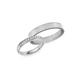 Módní diamantové snubní prsteny z bílého zlata 3 mm IZOBBR040A