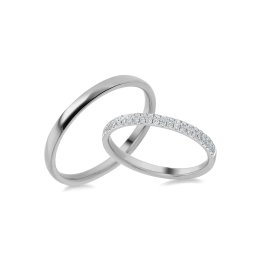 Minimalistické diamantové snubní prsteny z bílého zlata IZOBBR019A