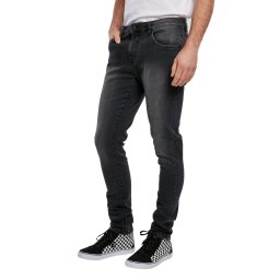 kalhoty pánské URBAN CLASSICS - Slim Fit Zip Jeans - TB3798 - real black washed