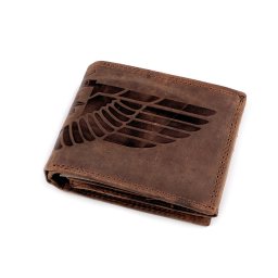 Pánská peněženka kožená pro myslivce, rybáře, motorkáře 9,5x12 cm, barva 27 hnědá křídlo