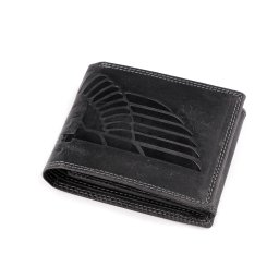 Pánská peněženka kožená pro myslivce, rybáře, motorkáře 9,5x12 cm, barva 28 černá křídlo