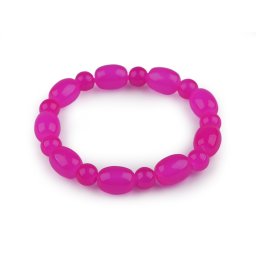 Náramek pružný ze skleněných korálků, barva 4 pink