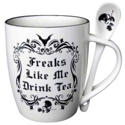 hrnek se lžičkou ALCHEMY GOTHIC - Freaks Like Me Drink Tea - ALMUG19