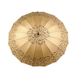 Dámský vystřelovací deštník větvičky a květy, barva 1 béžová písková