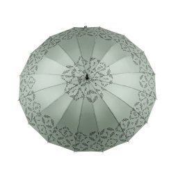 Dámský vystřelovací deštník větvičky a květy, barva 3 šedozelená sv.