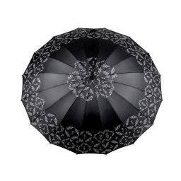 Dámský vystřelovací deštník větvičky a květy, barva 5 černá