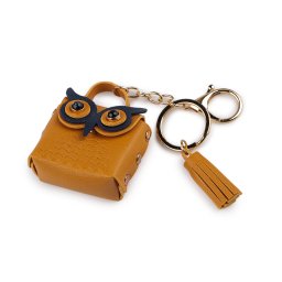 Přívěsek minikabelka na batoh / klíče sova, barva 2 béžová tm.