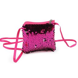 Dívčí kabelka / pouzdro na krk s flitry 11x10 cm, barva 3 pink stříbrná