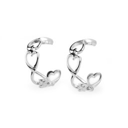 Náušnice z nerezové oceli kruhy, barva 3 stříbrná srdce