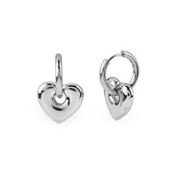 Náušnice z nerezové oceli srdce, barva 1 stříbrná