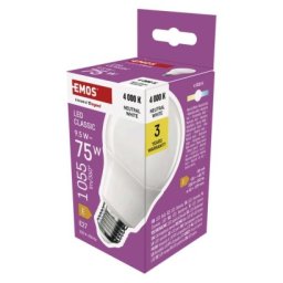 EMOS LED žárovka Classic A60 / E27 / 9,5 W (75 W) / 1055 lm