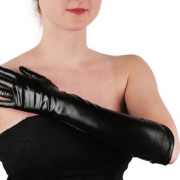 Světové Zboží Dlouhé společenské rukavice imitace latexu černá