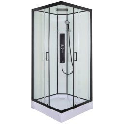 Sprchový kout s LED, Bluetooth, radiem, černá