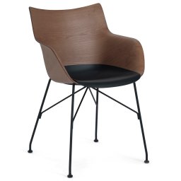 Výprodej Kartell designové jídelní židle Q/Wood - jasanaová překližka tmavá, podnož lakovaná ocel černá