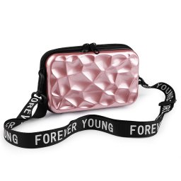 Dámská skořepinová kabelka / pouzdro crossbody s popruhem 18x11 cm, barva 2 pudrová metalic