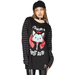 tričko dámské s dlouhým rukávem KILLSTAR - Purrrfect - Black - KSRA005752