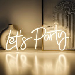 LETS PARTY - LED světelný nápis reklama - neon logo na zeď visící
