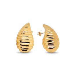 Strukturované Teardrop zlaté náušnice, výška 39,5mm IZ30391