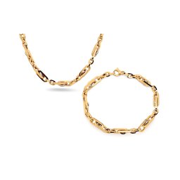 Unisex set zlatého řetízku a náramku Lauren 5,5mm IZ30439S