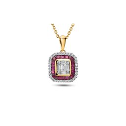 Přívěsek Scarlett s baguette diamanty a rubíny KU3065P