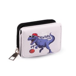 Mini peněženka dětská 7x8,5 cm, barva 10 fialová křídová dinosaurus