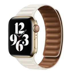iMore Řemínek Kožený tah Apple Watch Series 9/8/7 (41mm) - anticky bílý