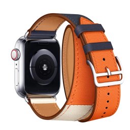 Řemínek iMore Double Tour Apple Watch Series 9/8/7 (41mm) - Indigo/Křídový/Oranžový