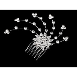 Hřeben do vlasů s broušenými kamínky hand made, barva crystal