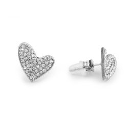 Náušnice z nerezové oceli s broušenými kamínky srdce, barva crystal
