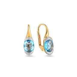 Náušnice s topasem 2,66 ct a diamanty Ari, žluté zlato IZBR644N