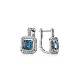 Náušnice s London blue topasem 3,79 ct Lyla, bílé zlato KU1536AN