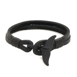 Gaira® Kožený náramek Velrybí ploutev 3207, Barva kůže černá