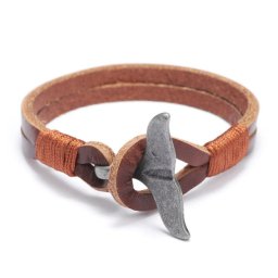Gaira® Kožený náramek Velrybí ploutev 3207, Barva kůže hnědá