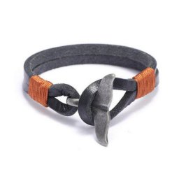 Gaira® Kožený náramek Velrybí ploutev 3207, Barva kůže šedá