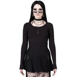tričko dámské s dlouhým rukávem (top) KILLSTAR - Lune Sting Ribbed - Black - KSRA010775