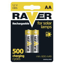 Nabíjecí baterie do solárních lamp RAVER SOLAR AA (HR6) 600 mAh - 2 ks B7426 B7426