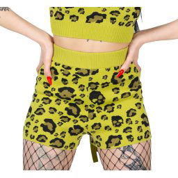 kraťasy dámské KILLSTAR - Skulleo Knit - Green - KSRA010996