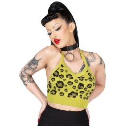 tílko dámské (top) KILLSTAR - Skulleo Halter - Green - KSRA010891