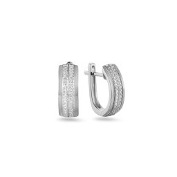 Náušnice zdobené dvěma liniemi briliantů, bílé zlato IZBR944AN