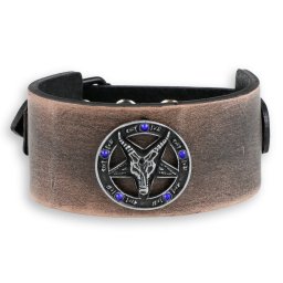náramek Baphomet - brown - krystal blue - LSF1 62-b