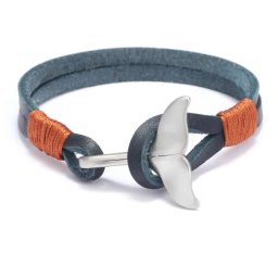 Gaira® Kožený náramek Velrybí ploutev 3207, Barva kůže modrá