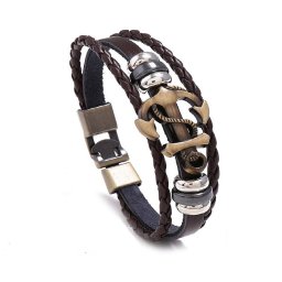 Gaira® Kožený náramek Kotva 3011, Barva kůže hnědá