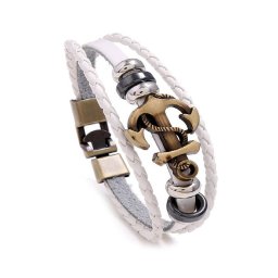 Gaira® Kožený náramek Kotva 3011, Barva kůže bílá