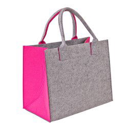 DEMA Plstěná taška 35x20x28 cm Shopper L šedá/růžová 39052D